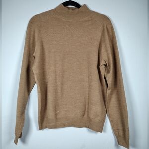 Brooks Brothers Women's Tan Mock Wool Blend Turtleneck Sweater Size 8